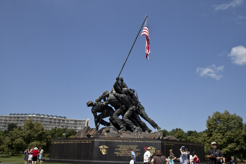 Visitors at Marine Corps War Memorial
