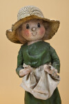 Washington Hand Made Figurine Made with Cloth Covered with Shellac and Wearing a Straw Hat (Three Quarter View)