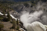 Water Cascading from the Spillway and the Floodgates above the Tuolumne River
