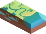 Water Cycle Illustration Including Only the Land and Water Elements