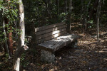 Wooden Bench with a Stone Base