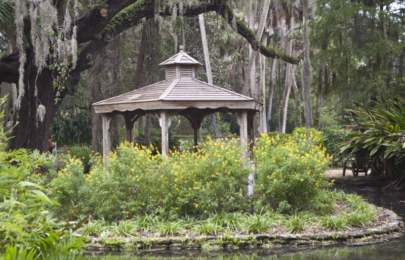 Wooden Gazebo Surrounded by a Moat