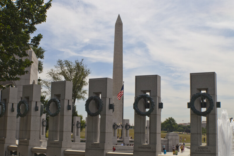 World War Two Memorial and Washington Monument