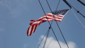 Wavering American Flag Attached to a Boat's Mast