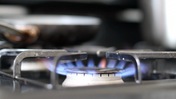 Ignited Burner on Gas Range Stove