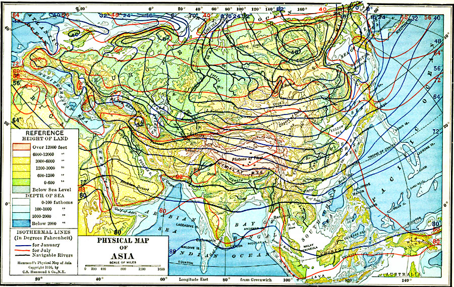 Physical Asia with Isotherms