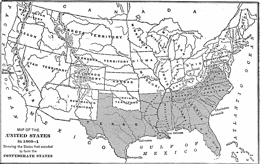Map Of The United States In 1860