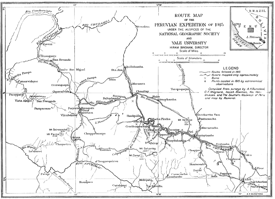 Route Map of the Bingham Peruvian Expedition
