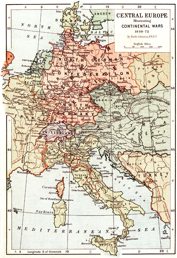 Central Europe illustrating Continental Wars