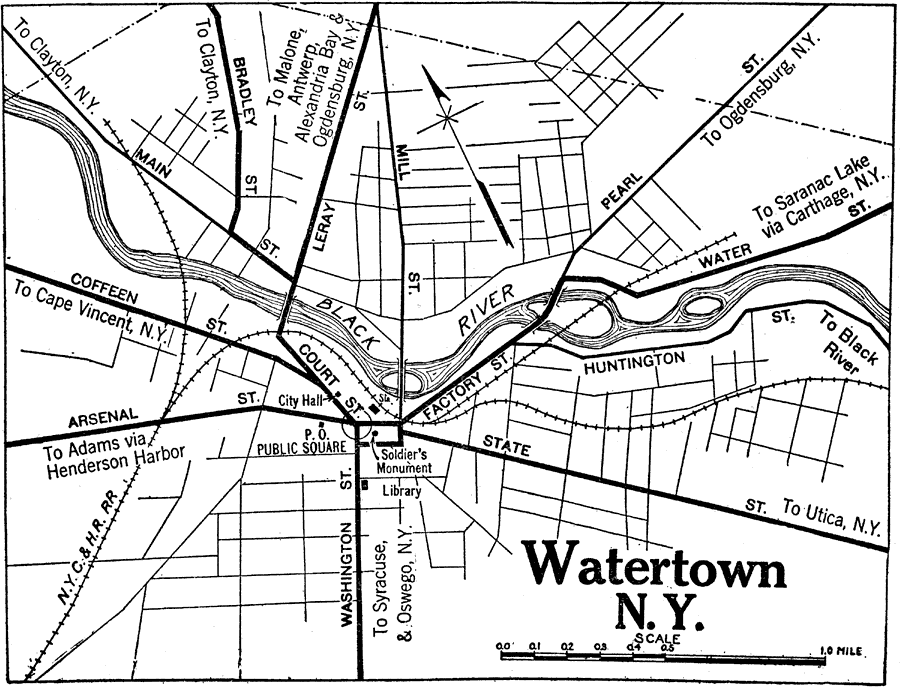 Map Of Watertown Ny Watertown, New York, 1920 Site Map Watertown, New York, 1920 Watertown, New  York Title: Watertown, New York Projection: Unknown Source Bounding  Coordinates: W: E: N: S: Main Map Page Zoomify Version B/W Pdf Version  Description: A Road Map ...