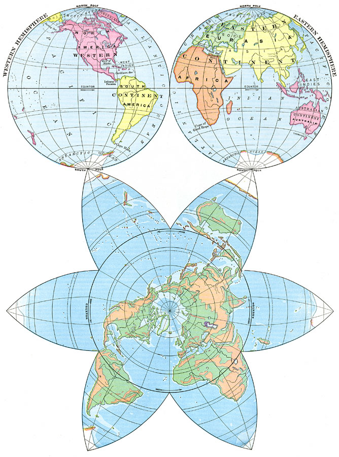 Star-Shaped and Hemisphere Maps of the Earth