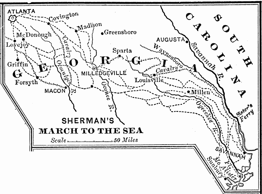 Sherman S March To The Sea Map Sherman's March To The Sea, 1864