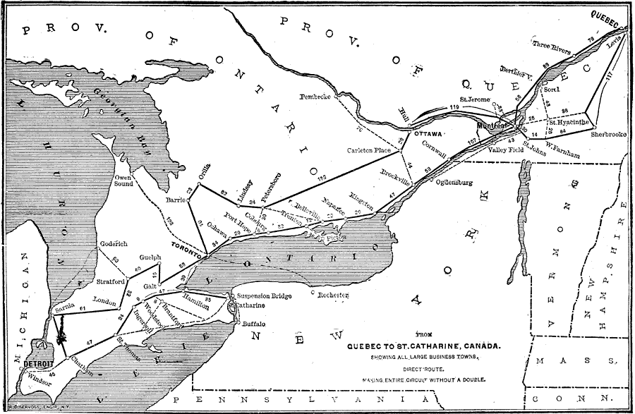 Long Distance Routes between St. Catharine and Quebec