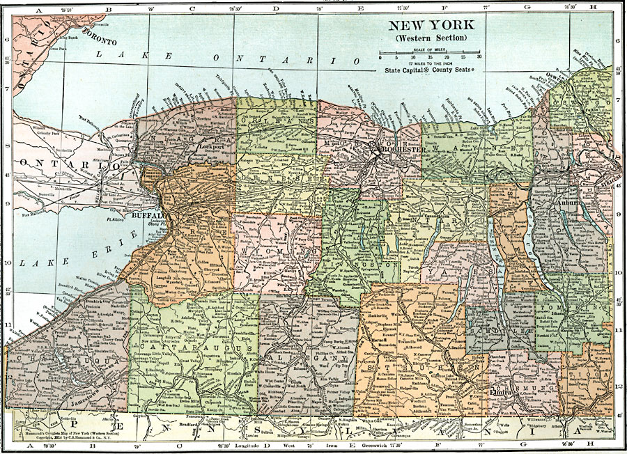 Map Western New York State State Coastal Towns Map