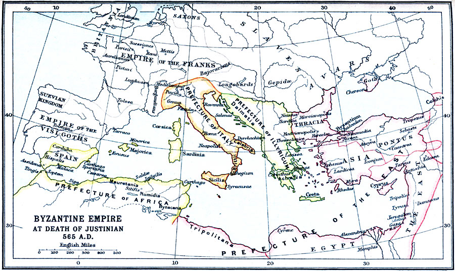 byzantine empire map justinian
