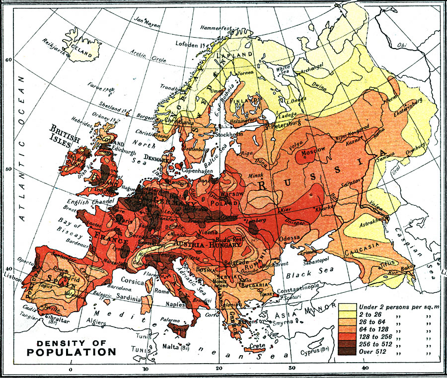 Population Density Map of Europe
