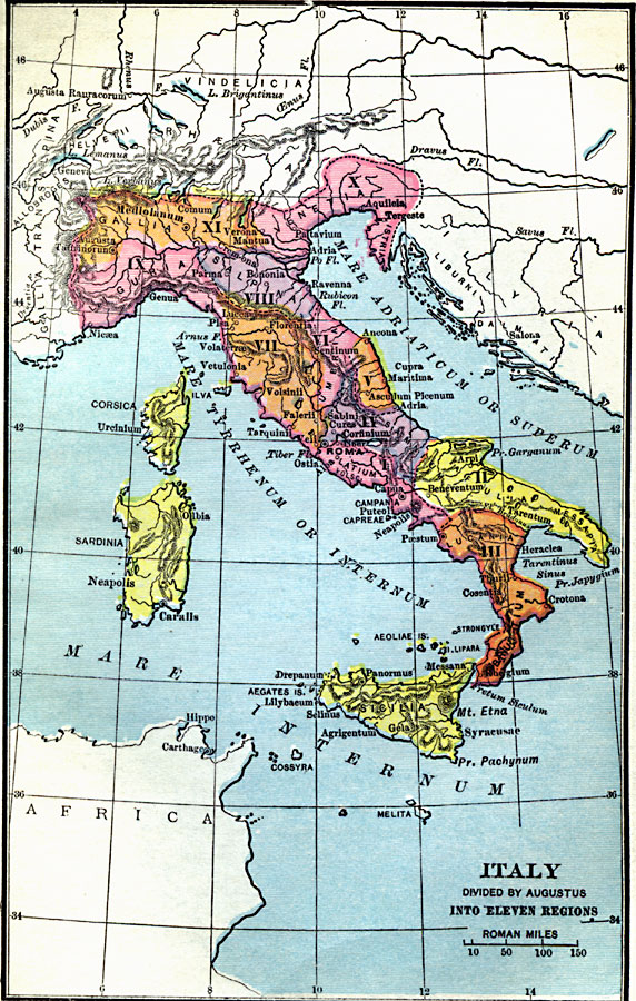 Italy Divided by Augustus into Eleven Regions