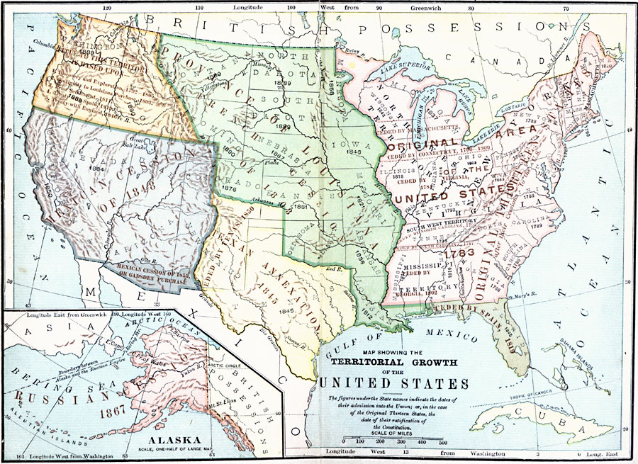 Map Showing The Territorial Growth Of The United States