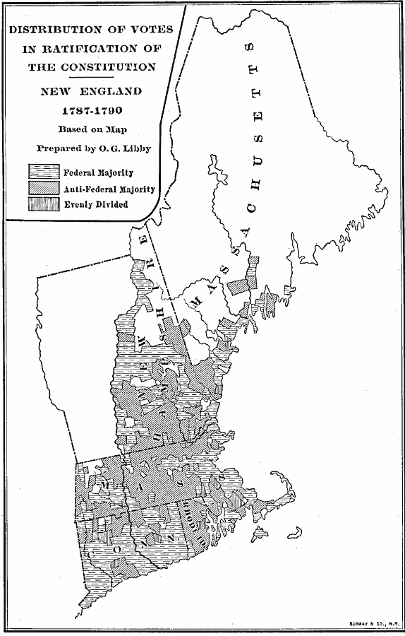 Distribution of Votes in Ratification of the Constitution in New England