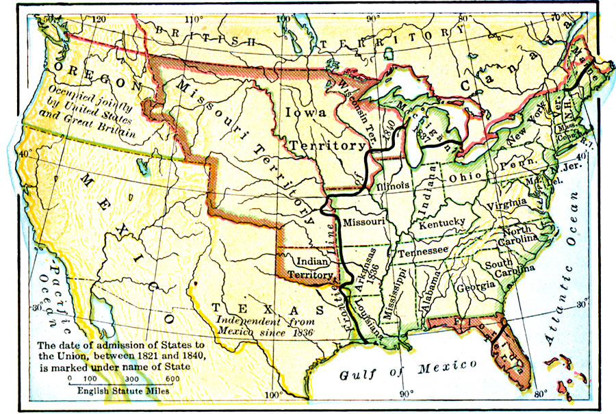 Map Of The United States In 1840 map of the United States in 1840