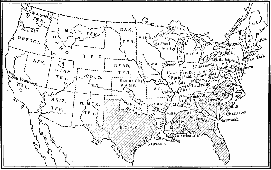 Territory held by the Confederates