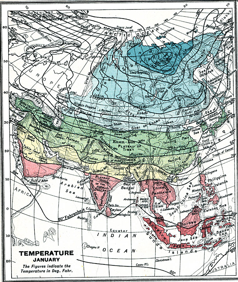 Temperature in Asia — January