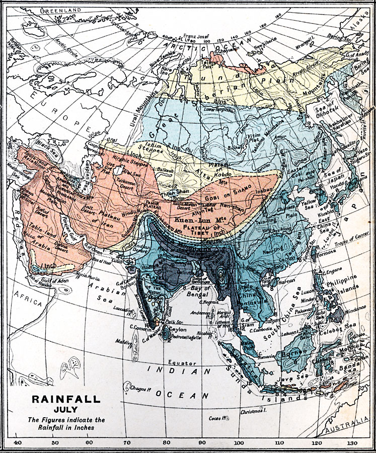 Rainfall in Asia — July