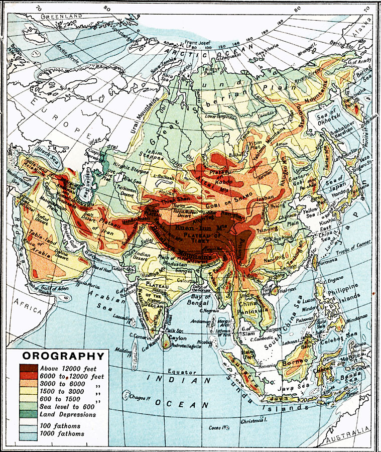 Asia – Orographical