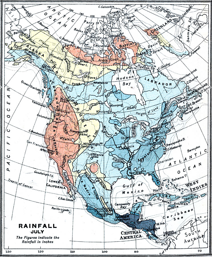 Rainfall in United States — July