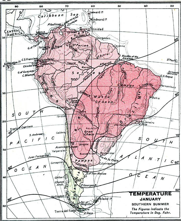 Temperature in South America - January