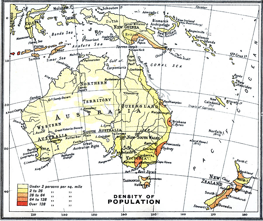 Australia – Density of Population