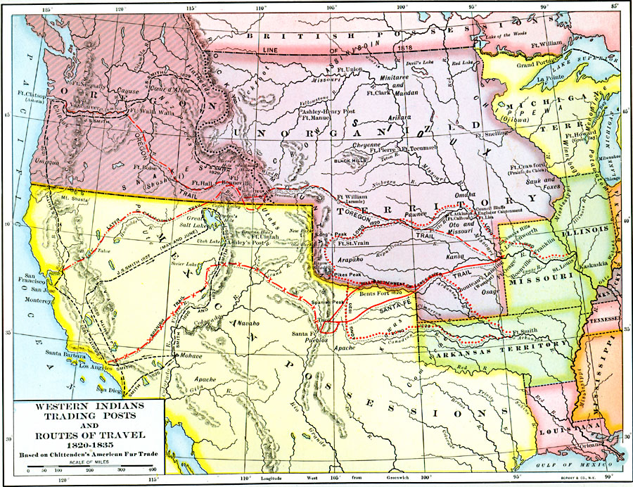 Western Indians Trading Posts and Routes of Travel