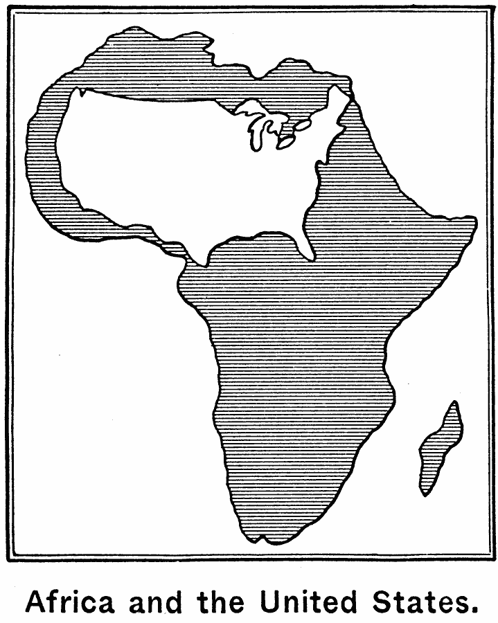 Comparative size of Africa and the United States