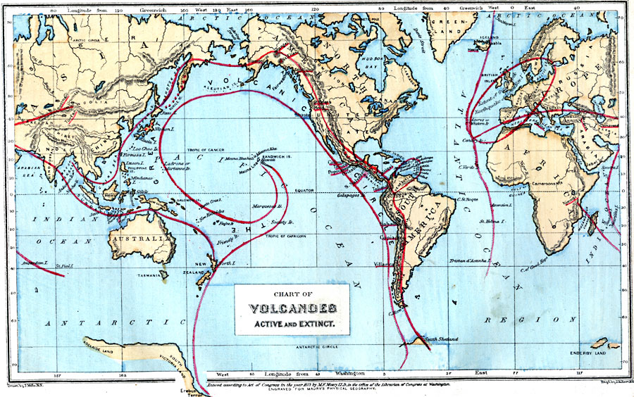 Chart of Volcanoes, Active and Extinct