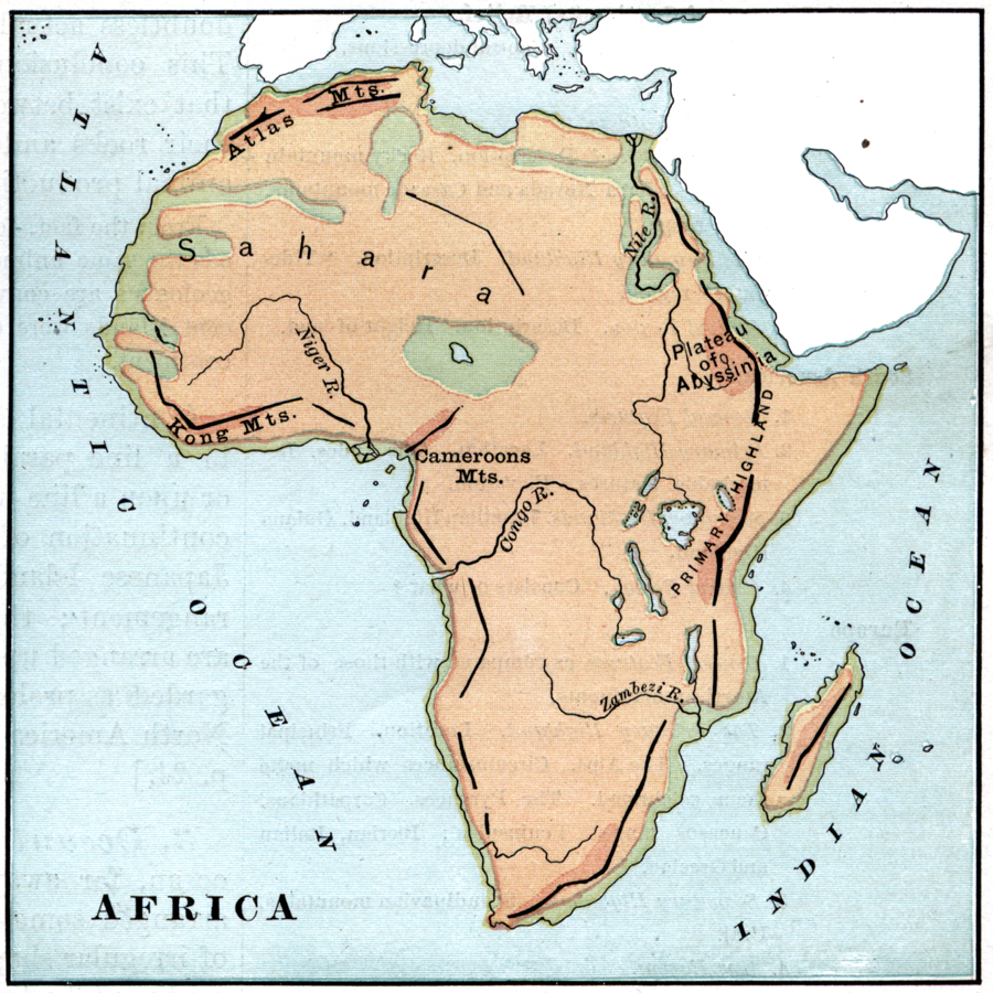 Africa Map With Mountains | Map Of Africa