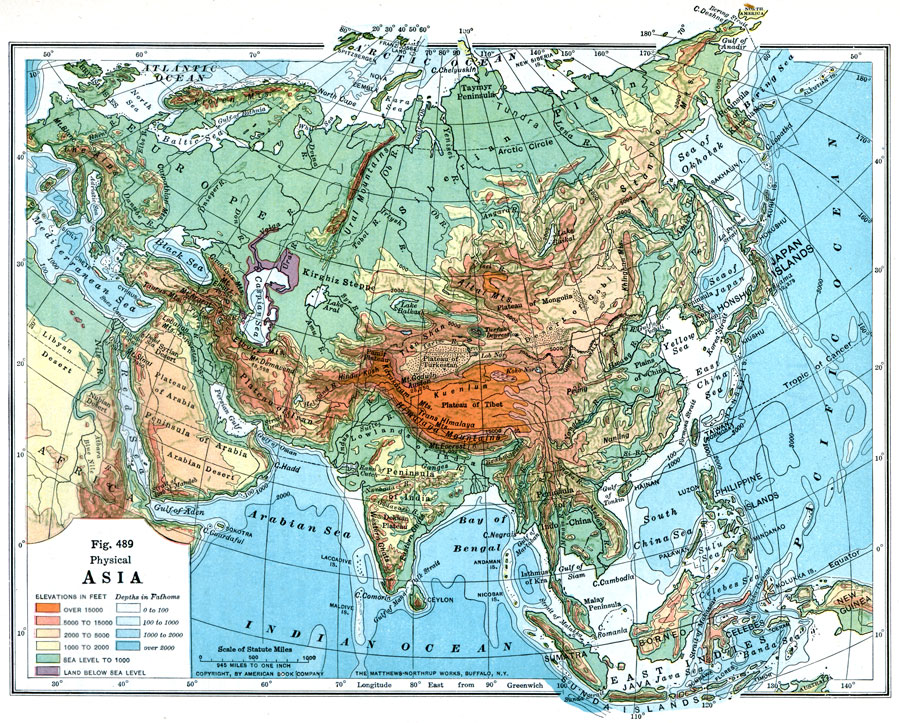 asia physical map deserts