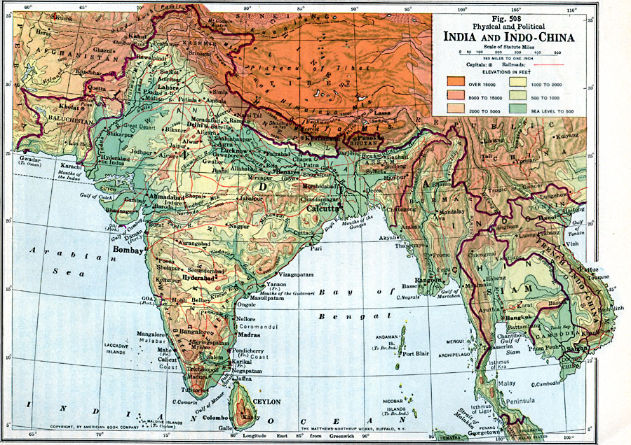 asia physical features map