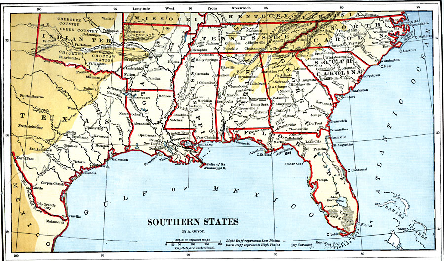 map of southern states Southern States