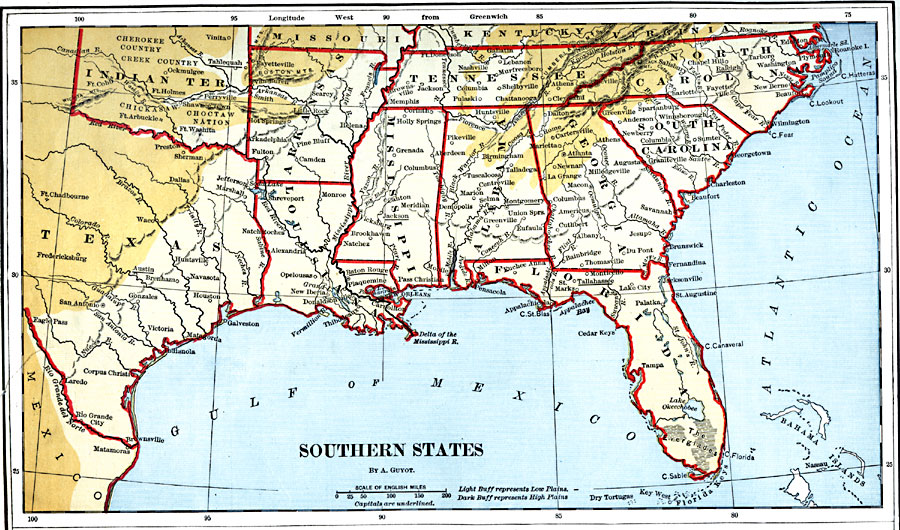 Map Of The Southern States Southern States, 1882 Site Map Southern States, 1882 Southern States Title: Southern  States Projection: Unknown, Source Bounding Coordinates: W: -103 E: -73 N:  40 S: 22 Main Map Page Zoomify Version B/W Pdf Version Color Pdf Version  Description ...