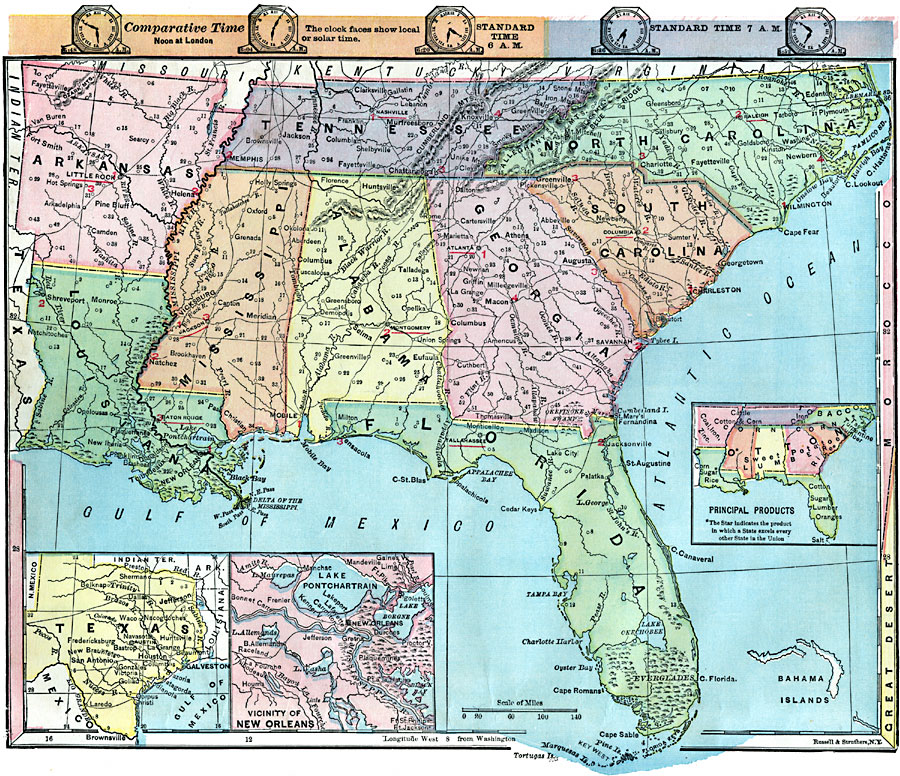 Southern States Map With Cities