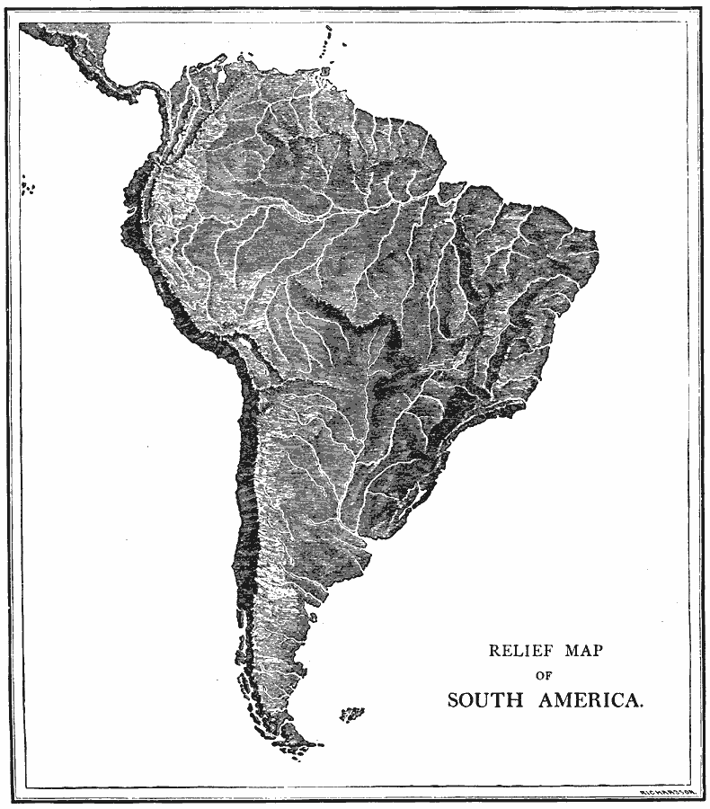 Relief Map of South America