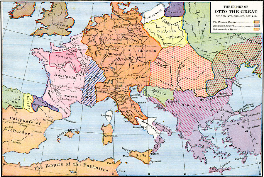 The Empire of Otto the Great divided into Duchies