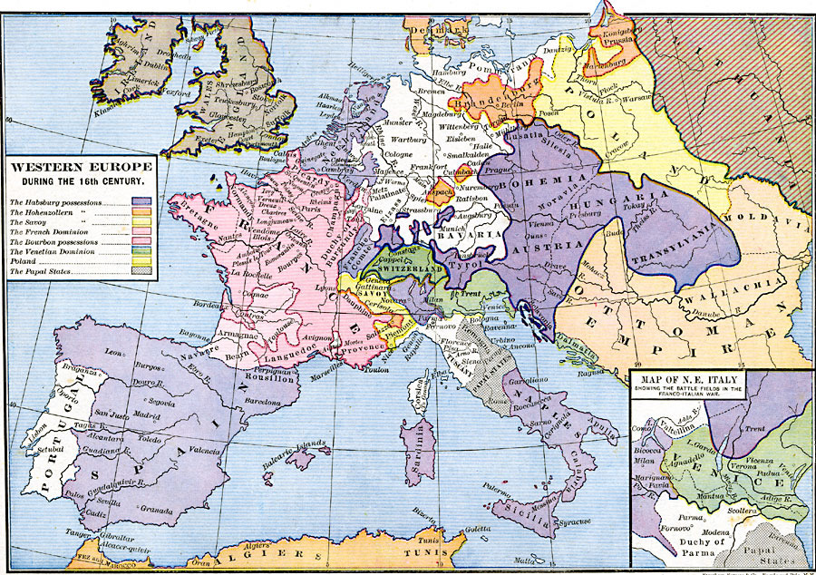 Страны европы в 17 веке. Карта Европы XVI века. Карта Европы 16 век. Карта Западной Европы 16 века. Политическая карта Европы в первой половине 16 века.