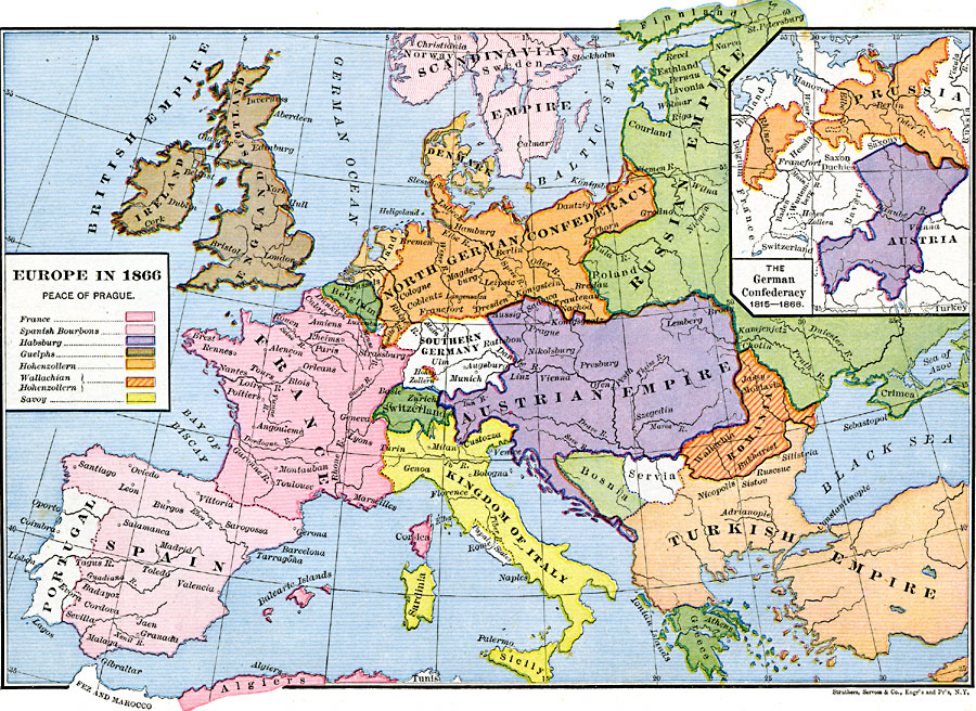 Map Of Europe 1868 - Gisela Ermengarde