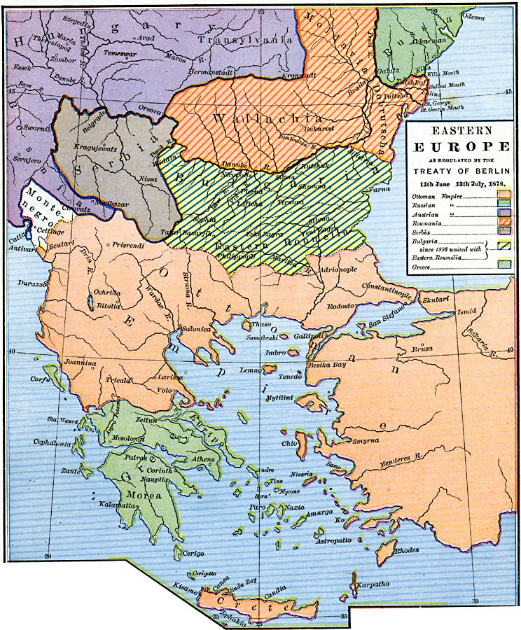 Eastern Europe as regulated by the Treaty of Berlin