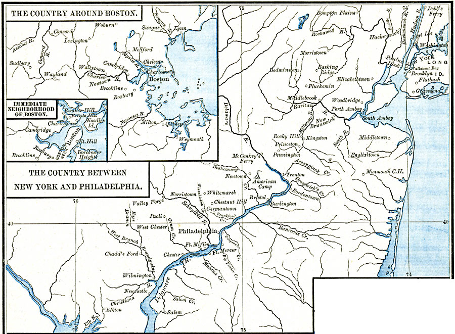 Areas of the Northern American Revolutionary War