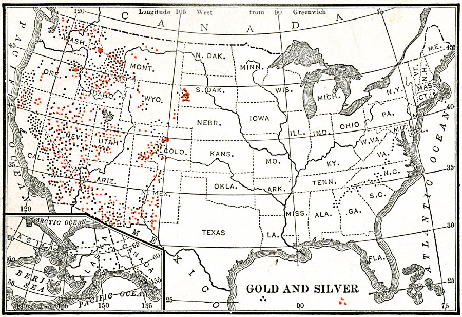 Gold And Silver Mining Regions Of The United States