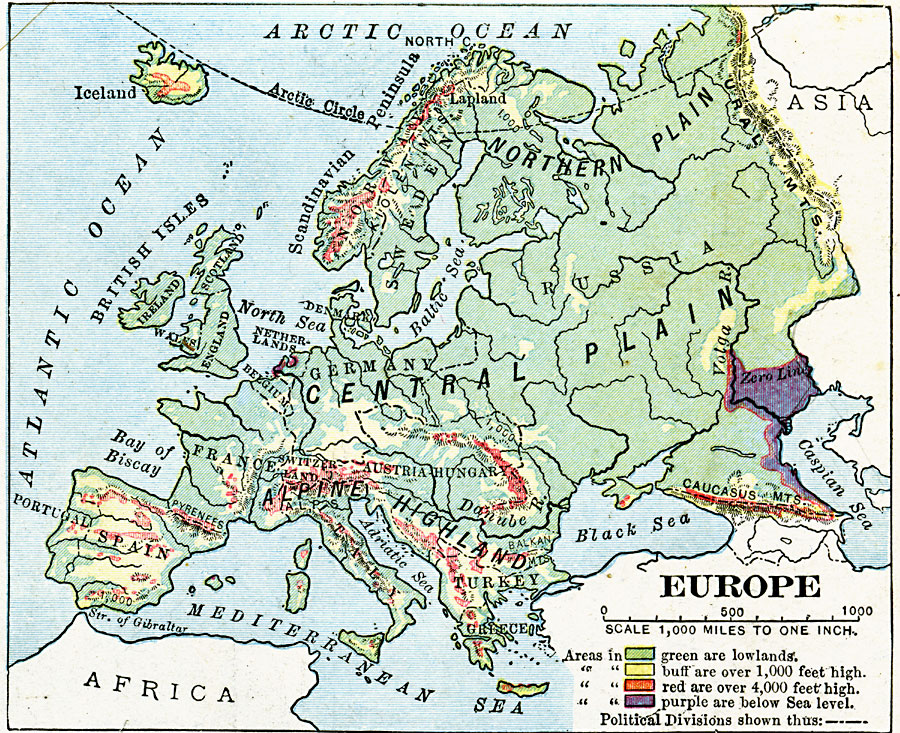 Land Elevations of Europe