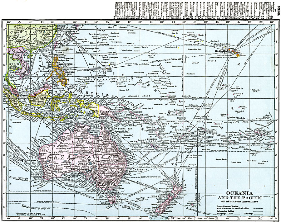 Oceania and the Pacific on Mercator's Projection