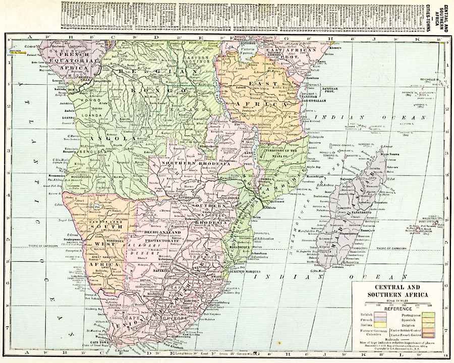 Post-WWI Central and Southern Africa